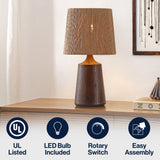 Highland 22.25" Classic Cottage Tapered Resin/Metal LED Table Lamp with Paper Rope Shade