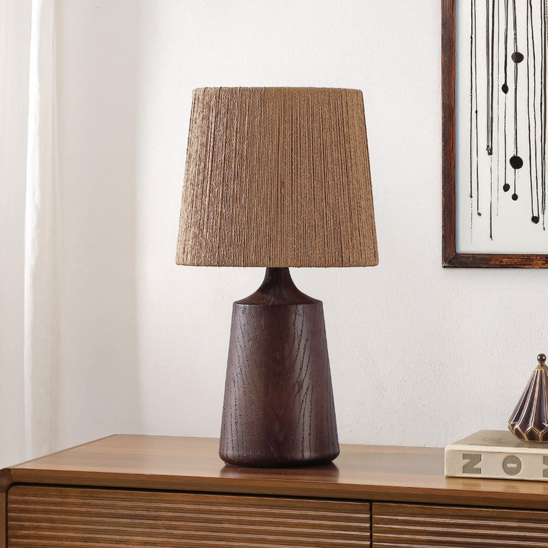 Highland 22.25" Classic Cottage Tapered Resin/Metal LED Table Lamp with Paper Rope Shade