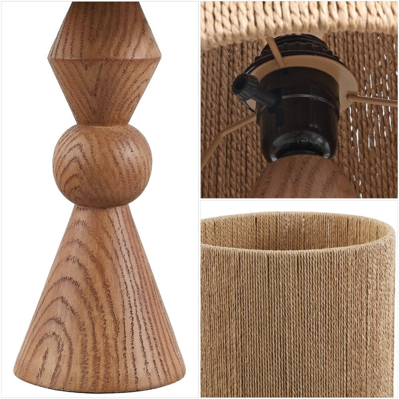 Orbic Taper 23.5" Rustic Cottage Resin/Metal LED Table Lamp with Paper Rope Shade