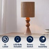 Orbic Taper 23.5" Rustic Cottage Resin/Metal LED Table Lamp with Paper Rope Shade