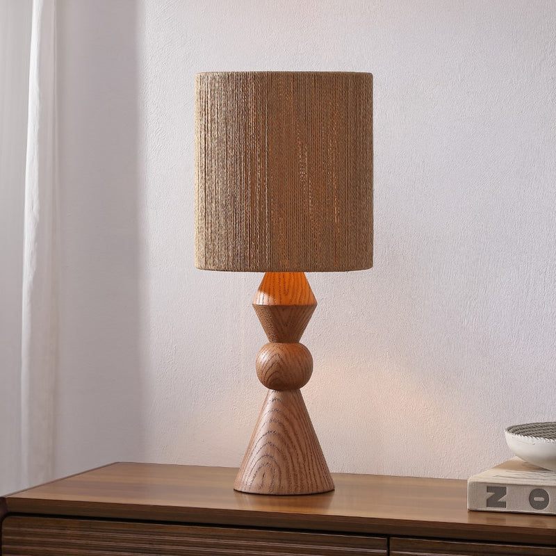 Orbic Taper 23.5" Rustic Cottage Resin/Metal LED Table Lamp with Paper Rope Shade