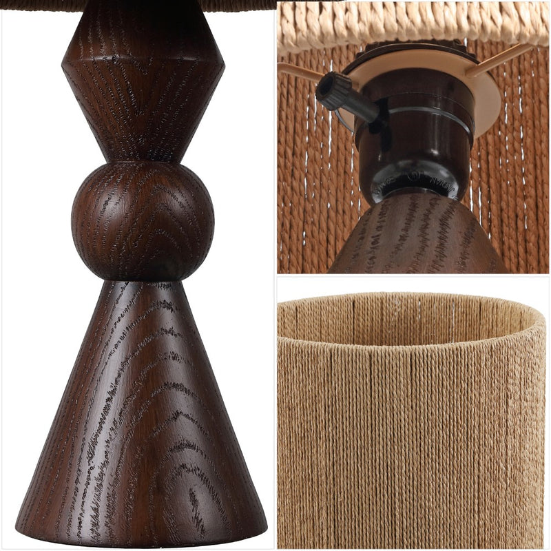 Orbic Taper 23.5" Rustic Cottage Resin/Metal LED Table Lamp with Paper Rope Shade