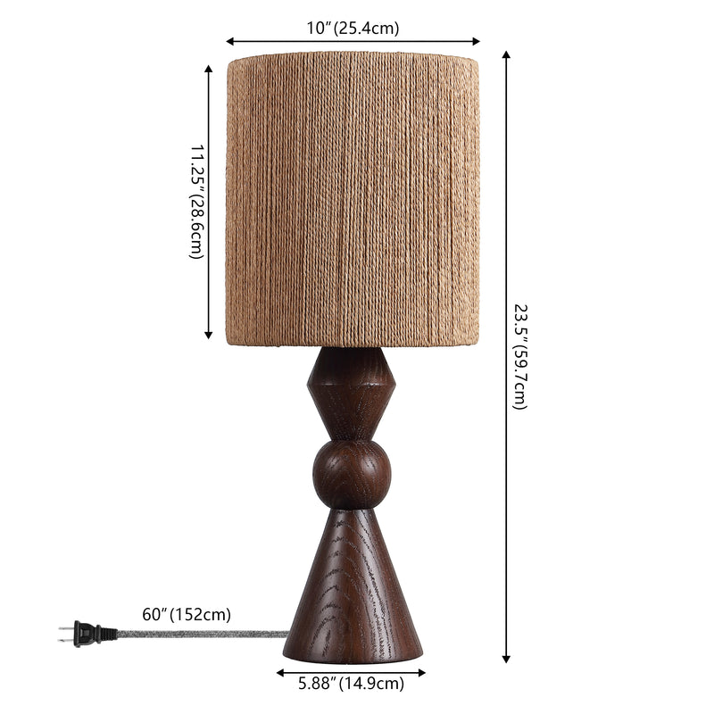 Orbic Taper 23.5" Rustic Cottage Resin/Metal LED Table Lamp with Paper Rope Shade