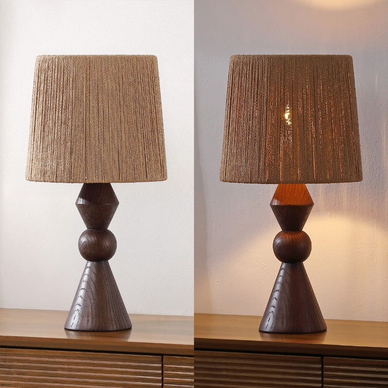 Orbic Taper 23.5" Rustic Cottage Resin/Metal LED Table Lamp with Paper Rope Shade