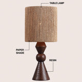 Orbic Taper 23.5" Rustic Cottage Resin/Metal LED Table Lamp with Paper Rope Shade