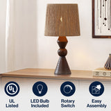 Orbic Taper 23.5" Rustic Cottage Resin/Metal LED Table Lamp with Paper Rope Shade