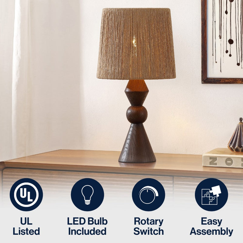 Orbic Taper 23.5" Rustic Cottage Resin/Metal LED Table Lamp with Paper Rope Shade