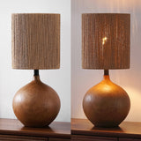 Abram 22.75" Rustic Bohemian Resin/Metal Round Table Lamp with Paper Rope Shade