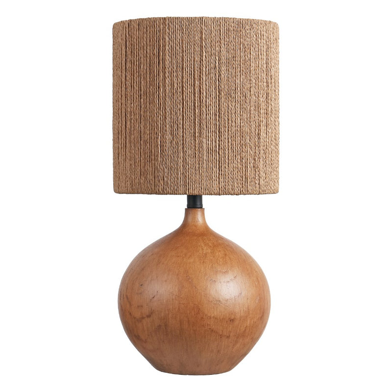 Abram 22.75" Rustic Bohemian Resin/Metal Round Table Lamp with Paper Rope Shade
