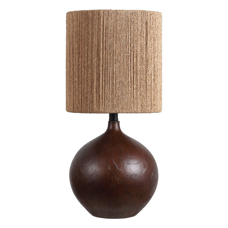 Abram 22.75" Rustic Bohemian Resin/Metal Round Table Lamp with Paper Rope Shade