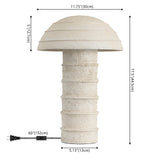 Cremini 17.5" Modern Minimalist Plaster-Look Ribbed Mushroom Resin Cylinder LED Table Lamp