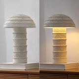 Cremini 17.5" Modern Minimalist Plaster-Look Ribbed Mushroom Resin Cylinder LED Table Lamp