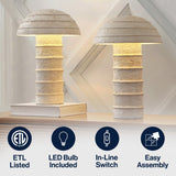 Cremini 17.5" Modern Minimalist Plaster-Look Ribbed Mushroom Resin Cylinder LED Table Lamp
