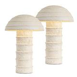 Cremini 17.5" Modern Minimalist Plaster-Look Ribbed Mushroom Resin Cylinder LED Table Lamp