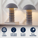 Cremini 17.5" Modern Minimalist Plaster-Look Ribbed Mushroom Resin Cylinder LED Table Lamp