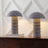 Cremini 17.5" Modern Minimalist Plaster-Look Ribbed Mushroom Resin Cylinder LED Table Lamp