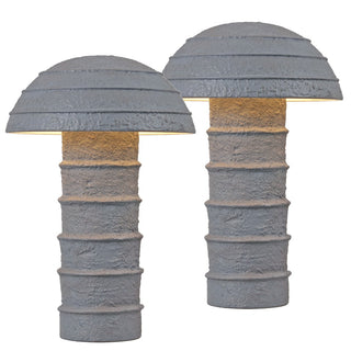 Cremini 17.5" Modern Minimalist Plaster-Look Ribbed Mushroom Resin Cylinder LED Table Lamp