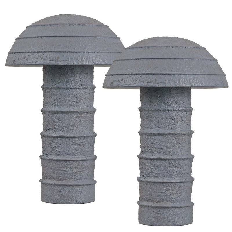 Cremini 17.5" Modern Minimalist Plaster-Look Ribbed Mushroom Resin Cylinder LED Table Lamp