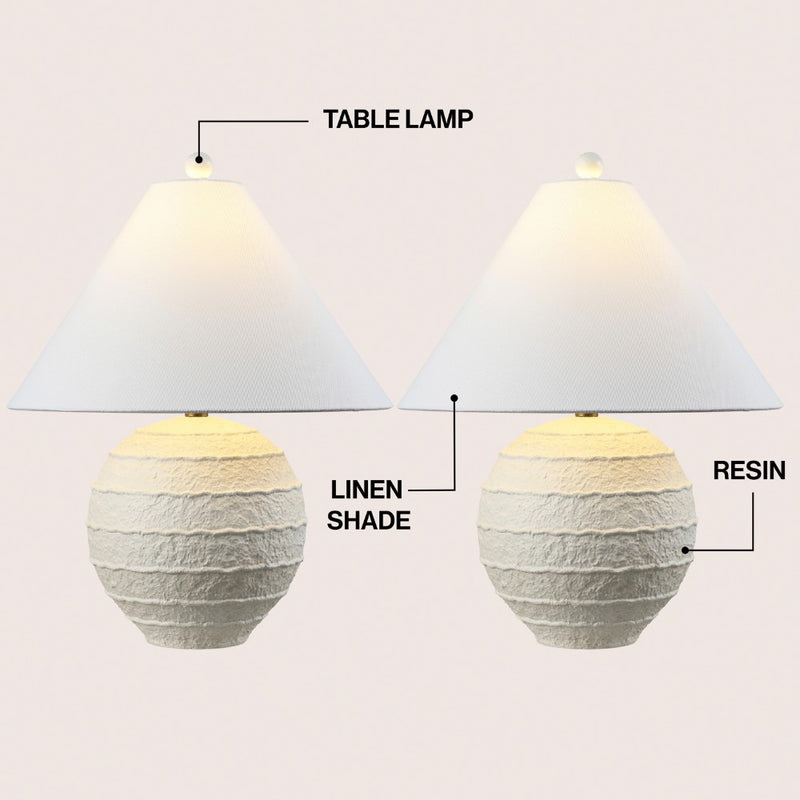 Archer 21" Coastal Cottage Textured Resin/Metal Ridged LED Table Lamp