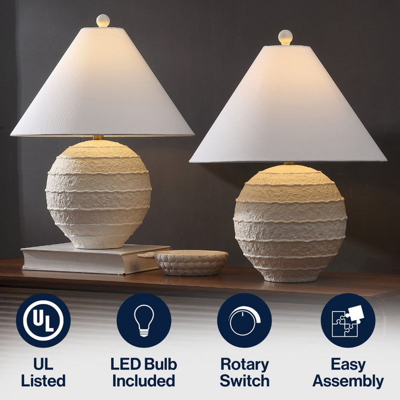 Archer 21" Coastal Cottage Textured Resin/Metal Ridged LED Table Lamp