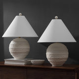 Archer 21" Coastal Cottage Textured Resin/Metal Ridged LED Table Lamp
