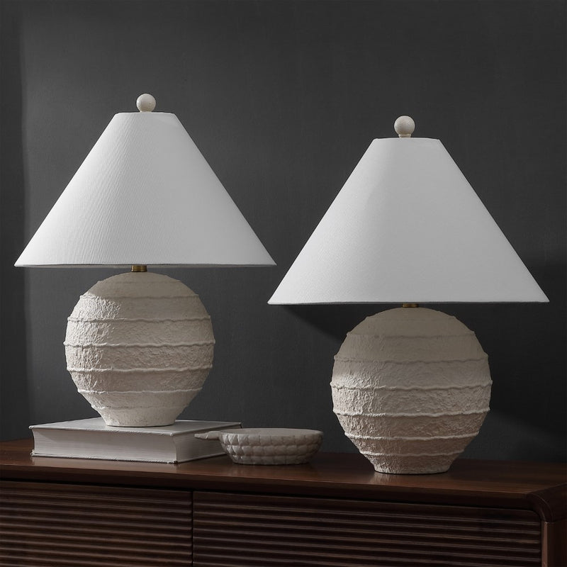 Archer 21" Coastal Cottage Textured Resin/Metal Ridged LED Table Lamp