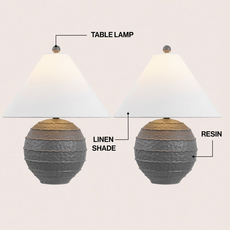 Archer 21" Coastal Cottage Textured Resin/Metal Ridged LED Table Lamp
