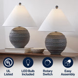 Archer 21" Coastal Cottage Textured Resin/Metal Ridged LED Table Lamp
