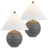 Archer 21" Coastal Cottage Textured Resin/Metal Ridged LED Table Lamp
