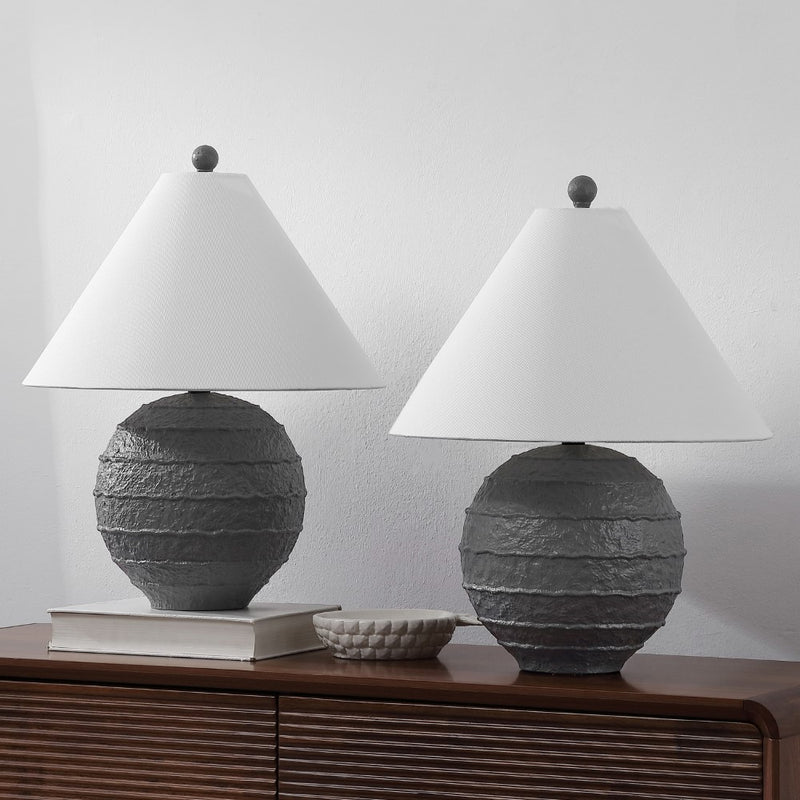 Archer 21" Coastal Cottage Textured Resin/Metal Ridged LED Table Lamp