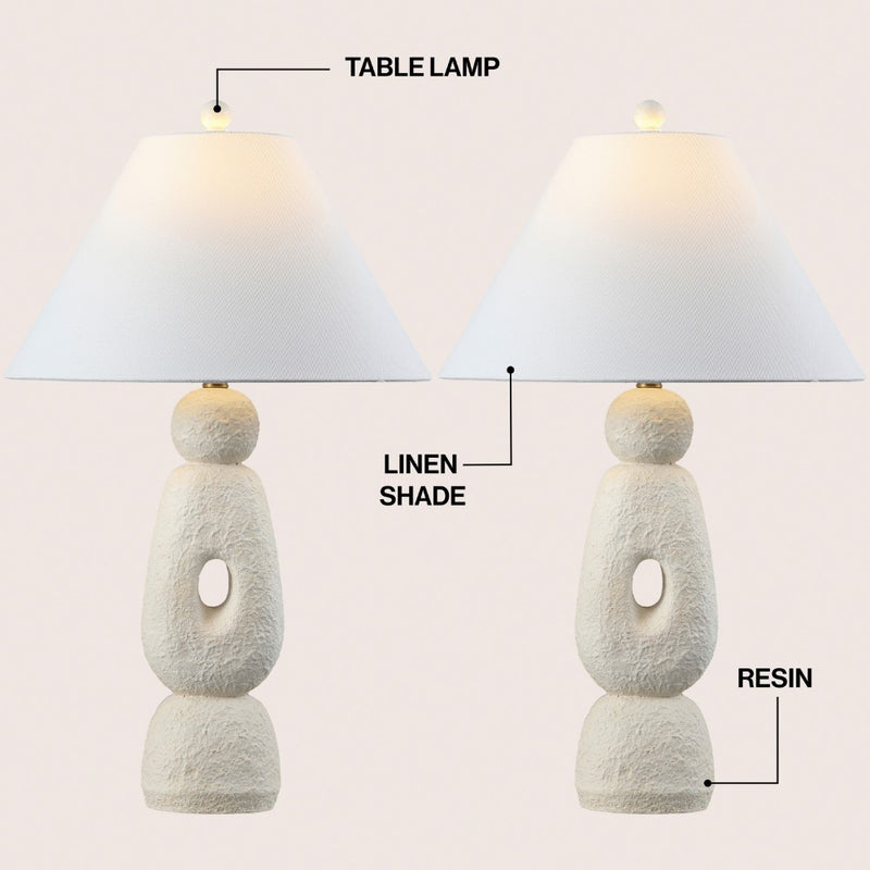 Henge 28" Organic Minimalist Textured Resin/Metal Stacked LED Table Lamp