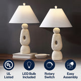 Henge 28" Organic Minimalist Textured Resin/Metal Stacked LED Table Lamp