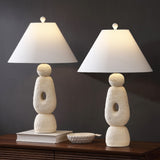 Henge 28" Organic Minimalist Textured Resin/Metal Stacked LED Table Lamp