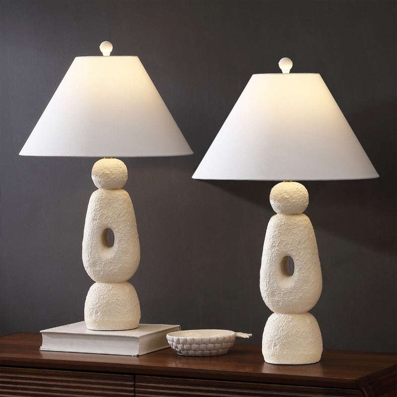 Henge 28" Organic Minimalist Textured Resin/Metal Stacked LED Table Lamp