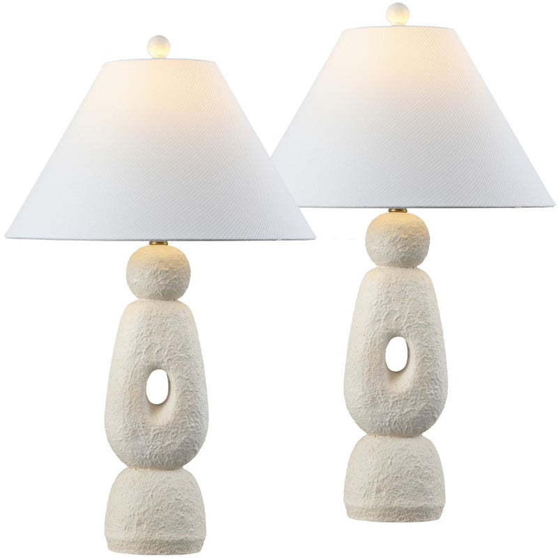 Henge 28" Organic Minimalist Textured Resin/Metal Stacked LED Table Lamp