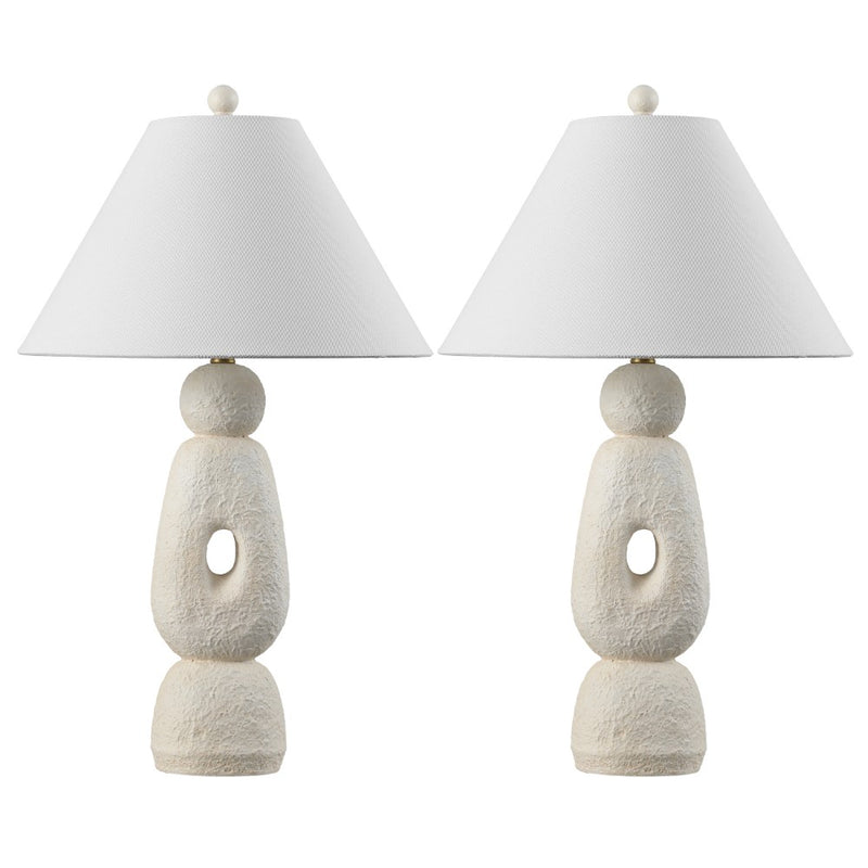 Henge 28" Organic Minimalist Textured Resin/Metal Stacked LED Table Lamp