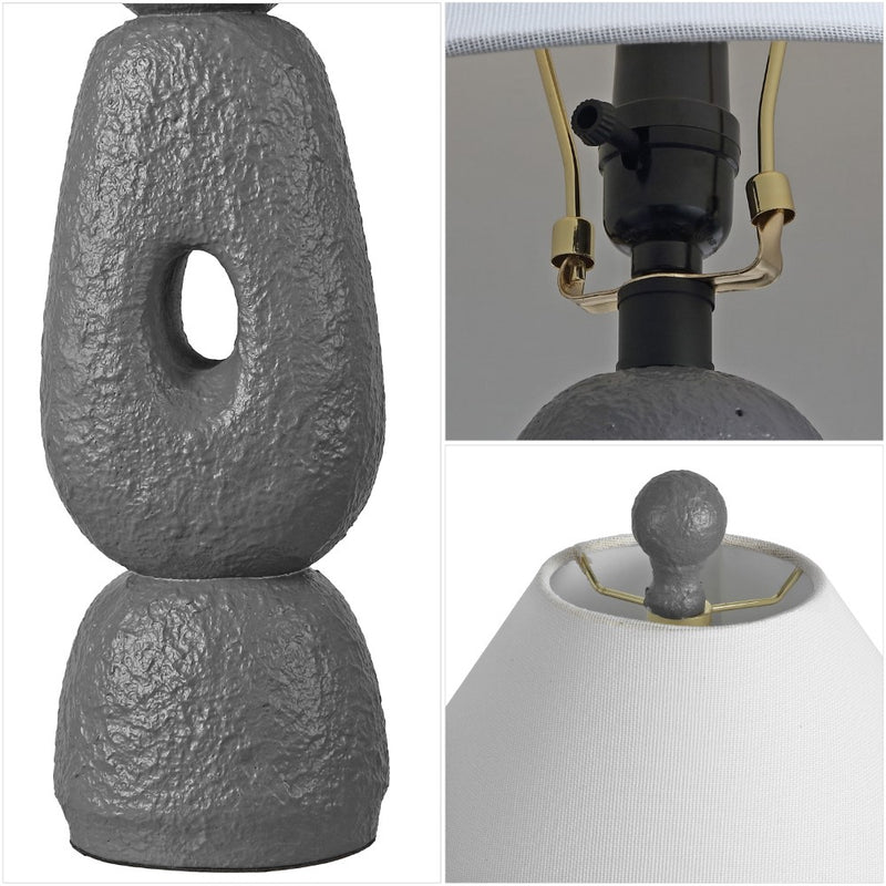 Henge 28" Organic Minimalist Textured Resin/Metal Stacked LED Table Lamp
