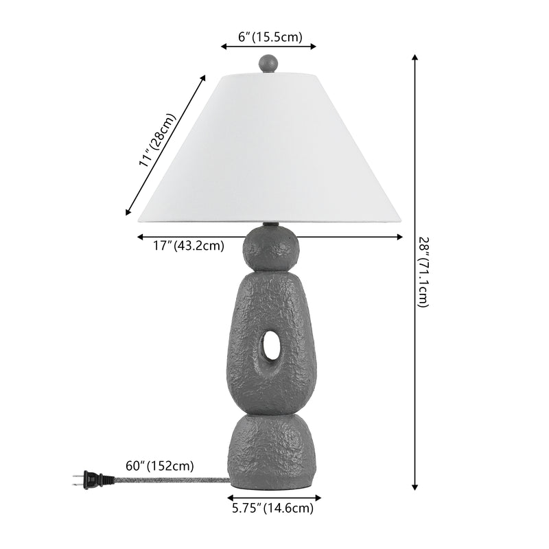 Henge 28" Organic Minimalist Textured Resin/Metal Stacked LED Table Lamp