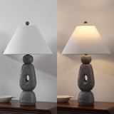 Henge 28" Organic Minimalist Textured Resin/Metal Stacked LED Table Lamp