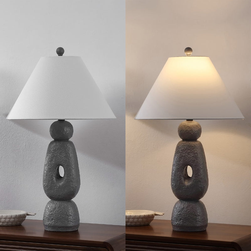 Henge 28" Organic Minimalist Textured Resin/Metal Stacked LED Table Lamp