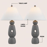 Henge 28" Organic Minimalist Textured Resin/Metal Stacked LED Table Lamp
