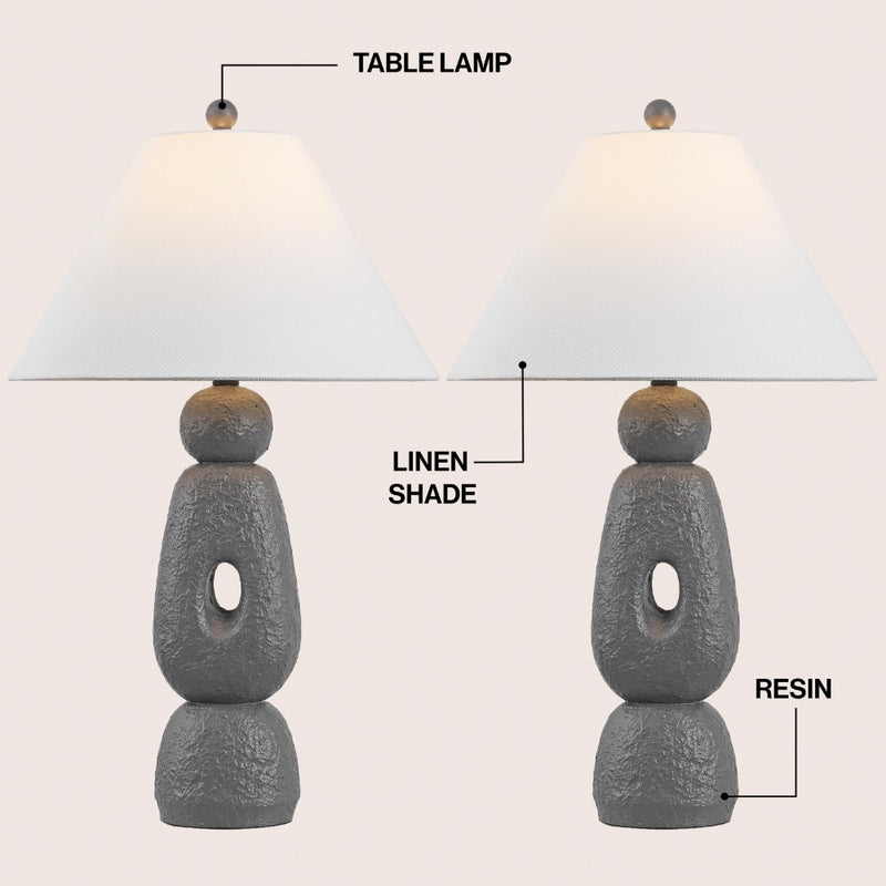 Henge 28" Organic Minimalist Textured Resin/Metal Stacked LED Table Lamp