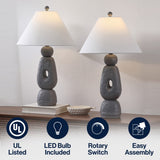 Henge 28" Organic Minimalist Textured Resin/Metal Stacked LED Table Lamp