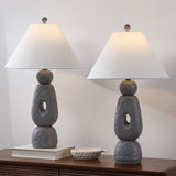 Henge 28" Organic Minimalist Textured Resin/Metal Stacked LED Table Lamp