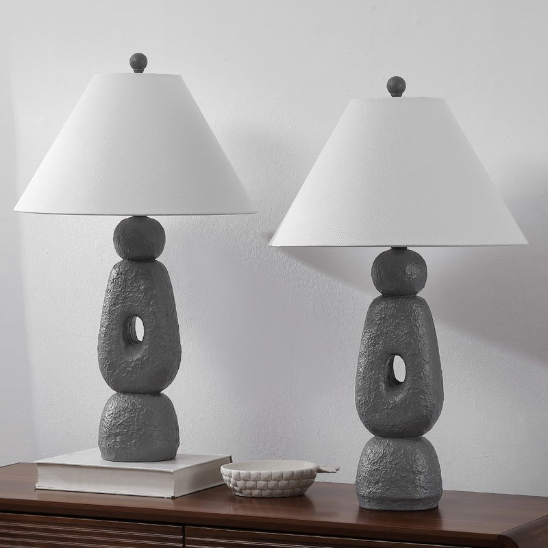 Henge 28" Organic Minimalist Textured Resin/Metal Stacked LED Table Lamp