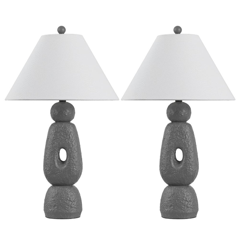 Henge 28" Organic Minimalist Textured Resin/Metal Stacked LED Table Lamp