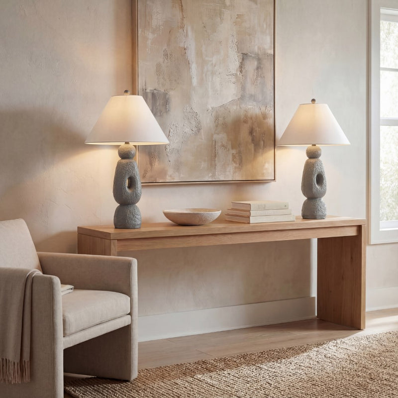 Henge 28" Organic Minimalist Textured Resin/Metal Stacked LED Table Lamp