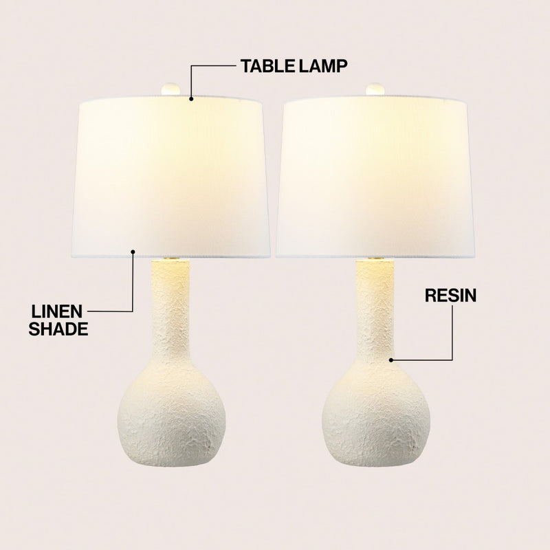 Katee 24.75" Modern Scandinavian Textured Resin/Metal Gourd LED Table Lamp
