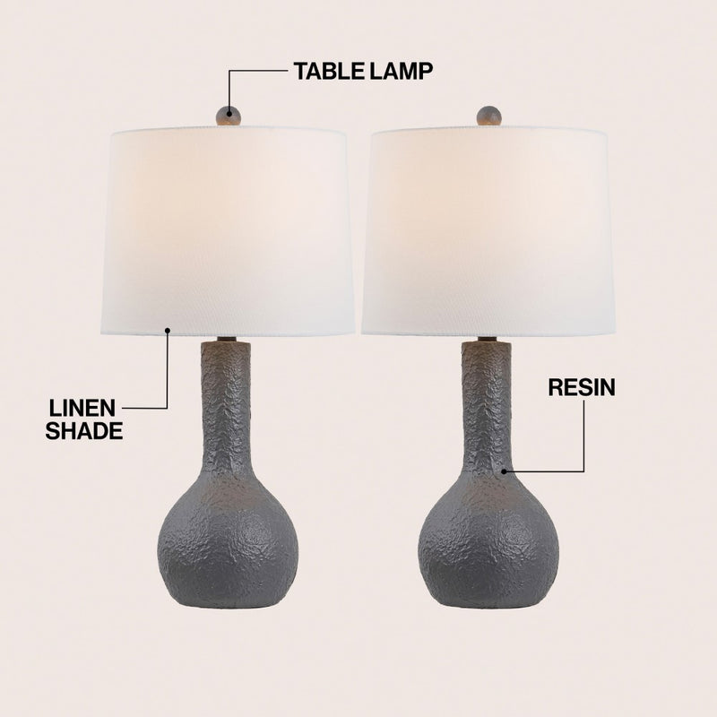 Katee 24.75" Modern Scandinavian Textured Resin/Metal Gourd LED Table Lamp