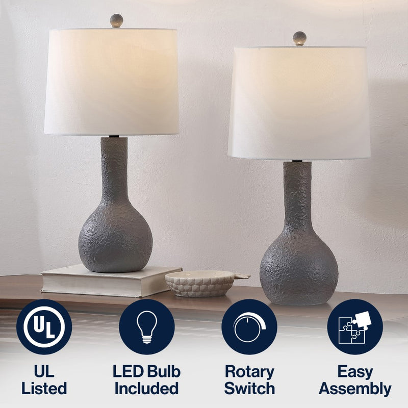 Katee 24.75" Modern Scandinavian Textured Resin/Metal Gourd LED Table Lamp
